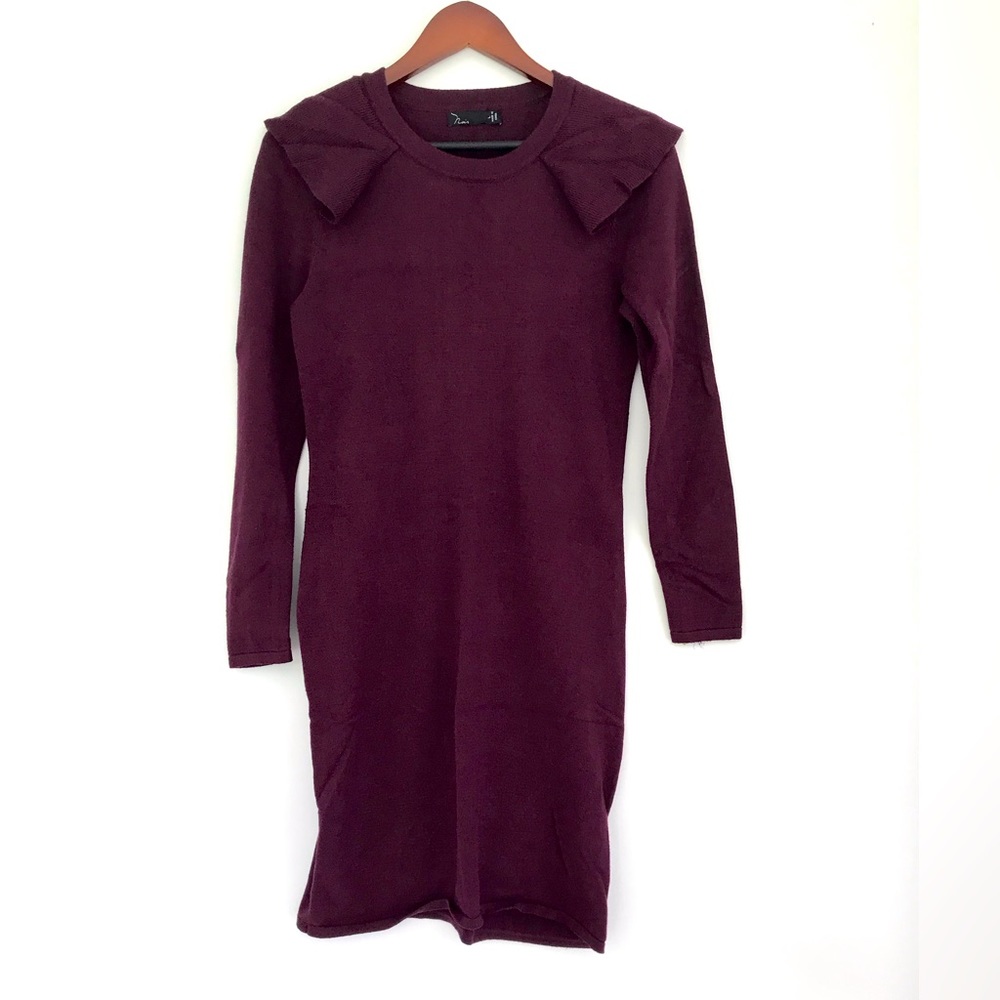 Plum-gorgeous sweater dress with badass shoulder ruffle :)